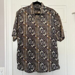 Jhanes Barnes Men's Short Sleeve Button Shirt Classic Fit Black Brown Blue Large